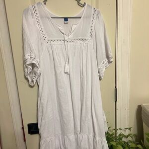 Old Navy White Eyelet Trim Tunic Dress